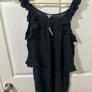 Aerie Black open shoulder with sleeve Top